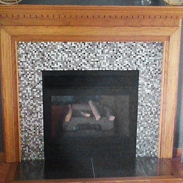 Eden Mosaic Tile Installations: 3D Silver And Pewter Aluminum Square Mosaic Tile