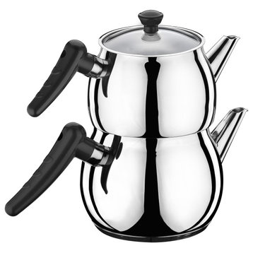 Hascevher Stainless Steel Turkish Teapot Team, Induction Compatible, 2.5 Liters