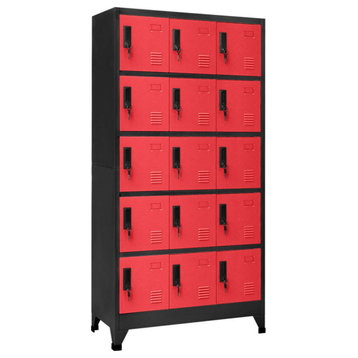 Vidaxl Locker Cabinet Anthracite And Red 35.4"x15.7"x70.9" Steel