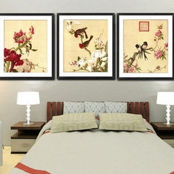 Birds and Flowers Wall Art Set of 3 - Prints And Posters