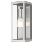 Livex Lighting - Gaffney 1-Light Brushed Nickel Outdoor ADA Medium Wall Lantern - Made of stainless steel, the charming Gaffney brushed nickel finish outdoor wall lantern has a versatile look that can be placed almost anywhere. The clear glass adds a traditional touch to the clean, transitional-contemporary lines.