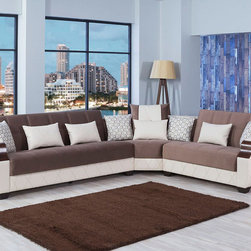 Molina Sectional Sofa in Lyon Brown by Casamode Furniture - Sectional Sofas