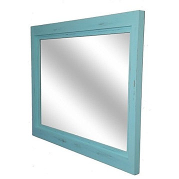 Sea Blue Farmhouse Style Vanity Mirror, 42"x30"