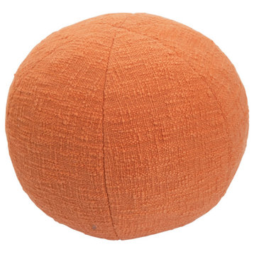 10" Round Cotton Slub Orb Pillow, Tangerine