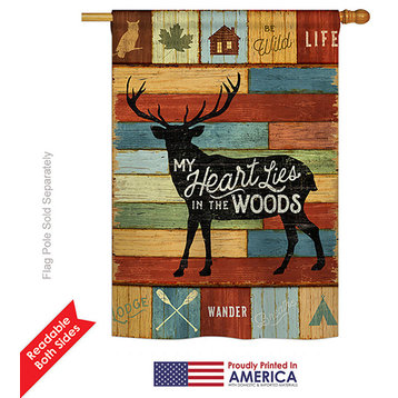 My Heart Lies In The Woods Nature, Everyday House Flag 28"x40"
