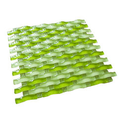 Grass Green 3D Sea Wave Glass Mosaic Tiles - Home Accessories & Decor
