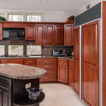 Cherry Kitchen with Contrast Island in Bethesda, MD