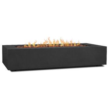 Real Flame Aegean 70" Stainless Steel Rectangle Propane Fire Table in Black