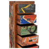 Chest with 6 Vertical Drawers Made From Recycled Teak Wood Boats