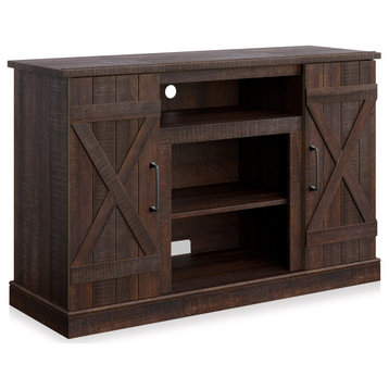 Rustic Wood TV Stand For TV's Up to 50" Living Room Storage, Espresso