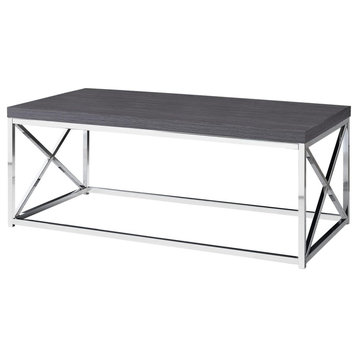 Modern Coffee Table, X Shaped Metal Sides With Rectangular Top