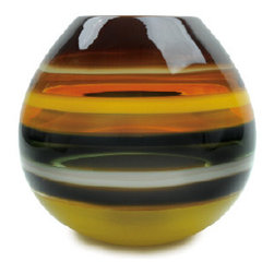 Caleb Siemon Mustard Banded Barrel Vase - Vases