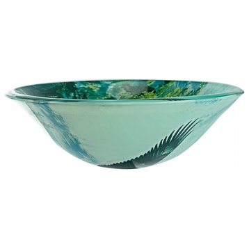 Eagle Tempered Glass Vessel Sink with Drain, Patriotic Double Layer Bowl Sink