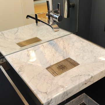 Contemporary Bathroom in Blue and Gray