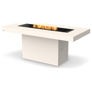 EcoSmart™ Gin 90 Bar Fire Table - Ethanol/Gas (Propane/Natural) Fire Pit, Bone, Gas Burner (Lp/Ng)