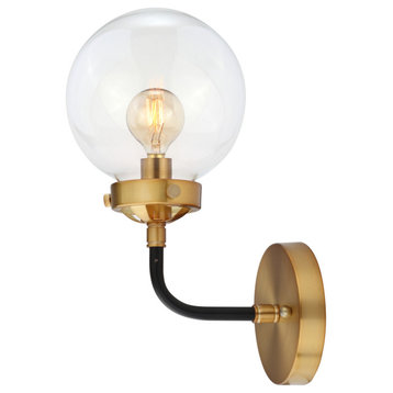 JONATHAN Y Lighting JYL9009 Caleb 1 Light 12" Tall Wall Sconce - Black / Brass