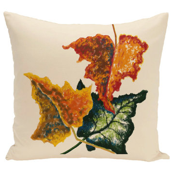 Autumn Colors Flower Print Pillow, Off White, 18"x18"