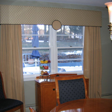 Custom Shaped Cornice over Stationary Side Panels