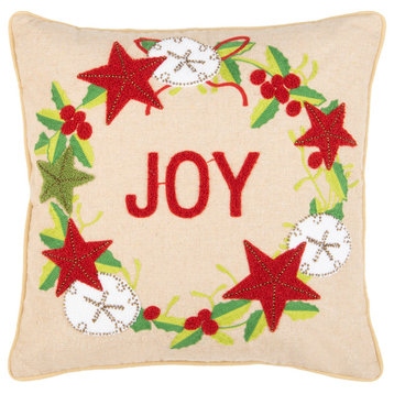 Safavieh Jolly Joy Pillow, Green/Red/Beige, 12"x20"
