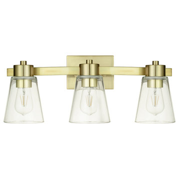 Prominence Home Fairendale Bath and Vanity Light, Soft Gold, 3 Light, Clear Glass