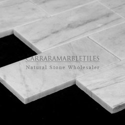 Honed White Carrara Marble Italian Bianco Carrera 6x12 Subway Tile - Products