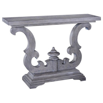 Console Table Cambridge Weathered Gray  Solid Wood Old World Scroll