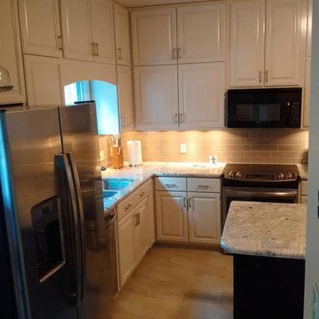 Helena, AL. Cabinet Refacing/Modifications, Granite, Tile Backsplash, Tile Floor