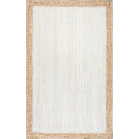 Nuloom Jute Simple Border Area Rug, White 2'x3'