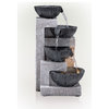 Gray Cascading Bowl Tabletop Fountain With LED Lights