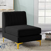 Alina Velvet Upholstered Modular Armless Chair, Black
