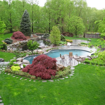 Installation of Pool, Bluestone Pool Decking and Landscaped entire yard