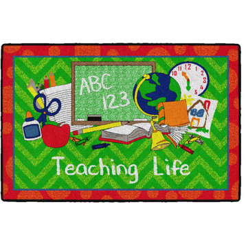 Flagship Carpets CE364-08W 2'x3' Teaching Life, Green and Red Educational Rug
