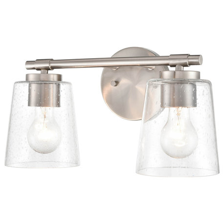 2-Light 15" Brushed Nickel Bathroom Vanity Light