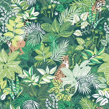 Sage Tropical Oasis Peel & Stick Wallpaper Sample