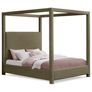 Eden Boucle Fabric Upholstered Bed, Olive, King