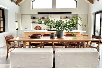 Inspiration for a huge contemporary gray floor and vaulted ceiling great room remodel in Sydney with white walls