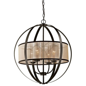 Glam Luxe Traditional Four Light Chandelier in Oil Rubbed Bronze Finish