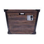 GDF Studio Madge Outdoor Brown 32" Square Fire Pit, 40,000 BTU, Wood Grain