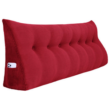 Bed Backrest Wedge Reading Pillow Daybed Headboard Cushion Red, 76x20x8