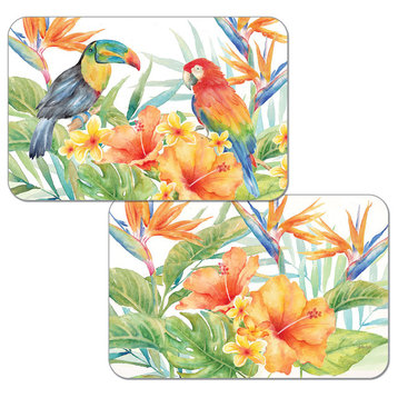 Vinyl Plastic Placemats Tropical Birds Set of 4
