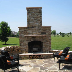 Outdoor Dry-Stack Stone Fireplace - Outdoor Fireplaces