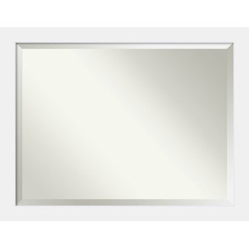 Corvino White Beveled Wood Bathroom Wall Mirror - 45 x 35 in.