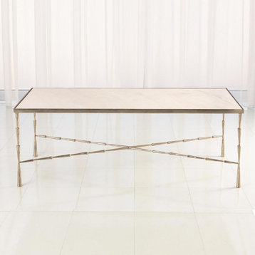 Spike Antique Nickel/White Marble Top Cocktail Table