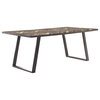 Rustic Dining Table, Sled Leg and Rectangular Top With Chevron Pattern, Grey