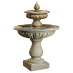 Campania - Longvue Outdoor Water Fountain, Brown Stone - A beautiful fountain, Longvue Fountain is the perfect choice for your special outdoor area. Made from cast stone, the Longvue has a very substantial construction making it an ideal outdoor fountain. Discover just how enchanting your garden can become with this fountain.