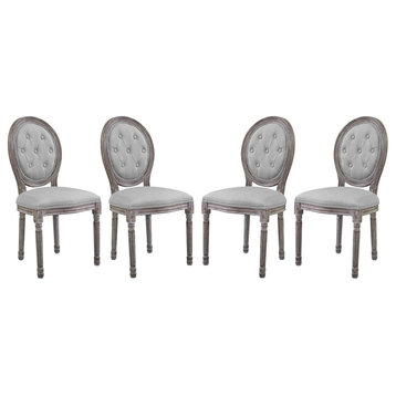 Arise Dining Side Chair Upholstered Fabric Set of 4, Light Gray