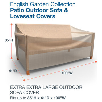 Budge English Garden Tan Tweed X Large Outdoor Sofa Cover, 35"x100"x41"