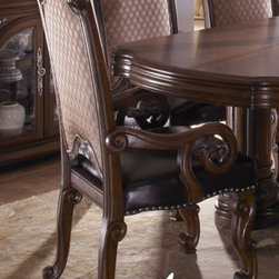 AICO Furniture - Fabric Back Arm Chair w/ Leather Seat - N53444-46A - Dining Chairs