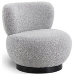 Meridian Furniture - Calais Accent Chair, Gray, Black Oak Veneer Base - Wow guests with contemporary panache with the addition of this Calais boucle fabric accent chair to your bedroom, living room, or elsewhere. This lovely chair features a mid-century modern design that makes it take on an artsy feel that's bound to be noticed by all who happen by (or stop and sit). The black oak veneer base adds a definitive sturdiness while the rich grey boucle fabric makes it an inviting seat to take a load off at day's end.
