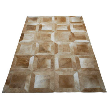 CUBE Soft Beige Patchwork Cowhide Rug, 12x16ft